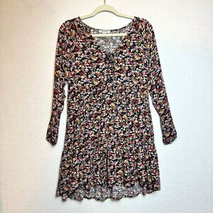 American Eagle Micro Floral Dress Size XS Babydoll Empyre Waist Milk Maid